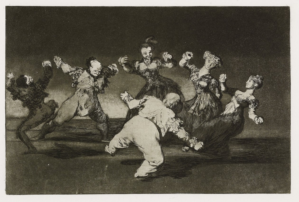 Glædelig dårskab (Disparate alegre), Plade 12 fra "Los Proverbios", ca. 1819-24 (ætsning, akvatint, lavis, burnisher, drypoint & burin på papir) af Francisco de Goya