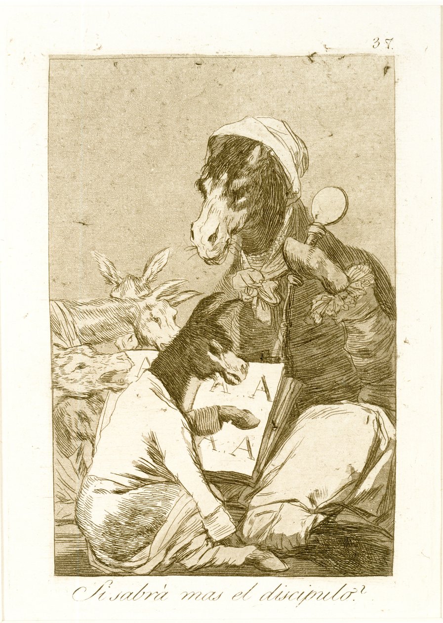 Kan eleven vide mere? Fra Los Caprichos, udgivet første gang 1799 (ætsning og akvatint) af Francisco de Goya
