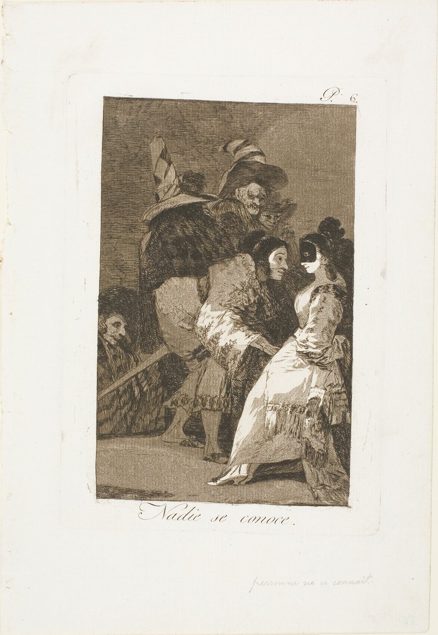 Ingen kender sig selv, tallerken seks fra Los Caprichos af Francisco Jose de Goya y Lucientes