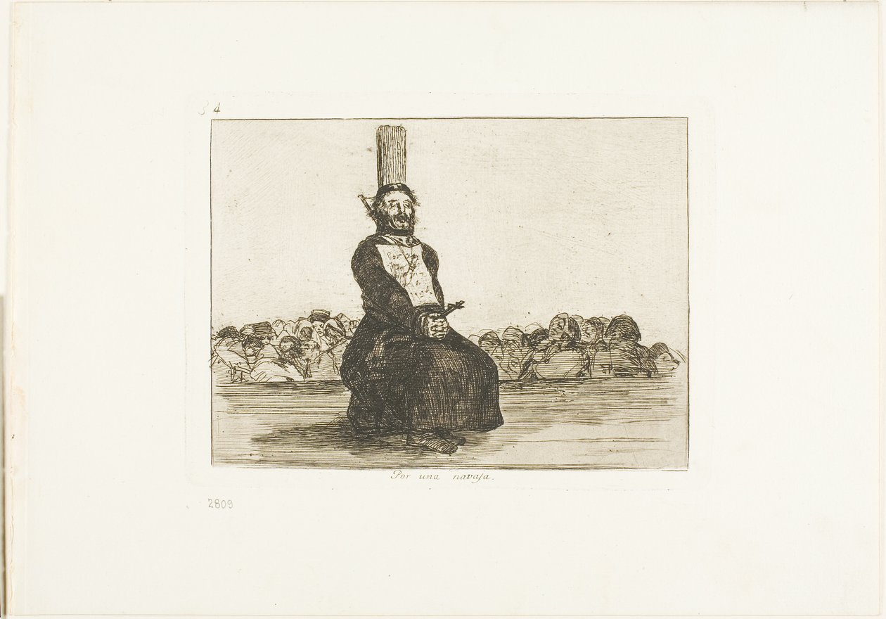På grund af en kniv, plade 34 fra The Disasters of War af Francisco Jose de Goya y Lucientes