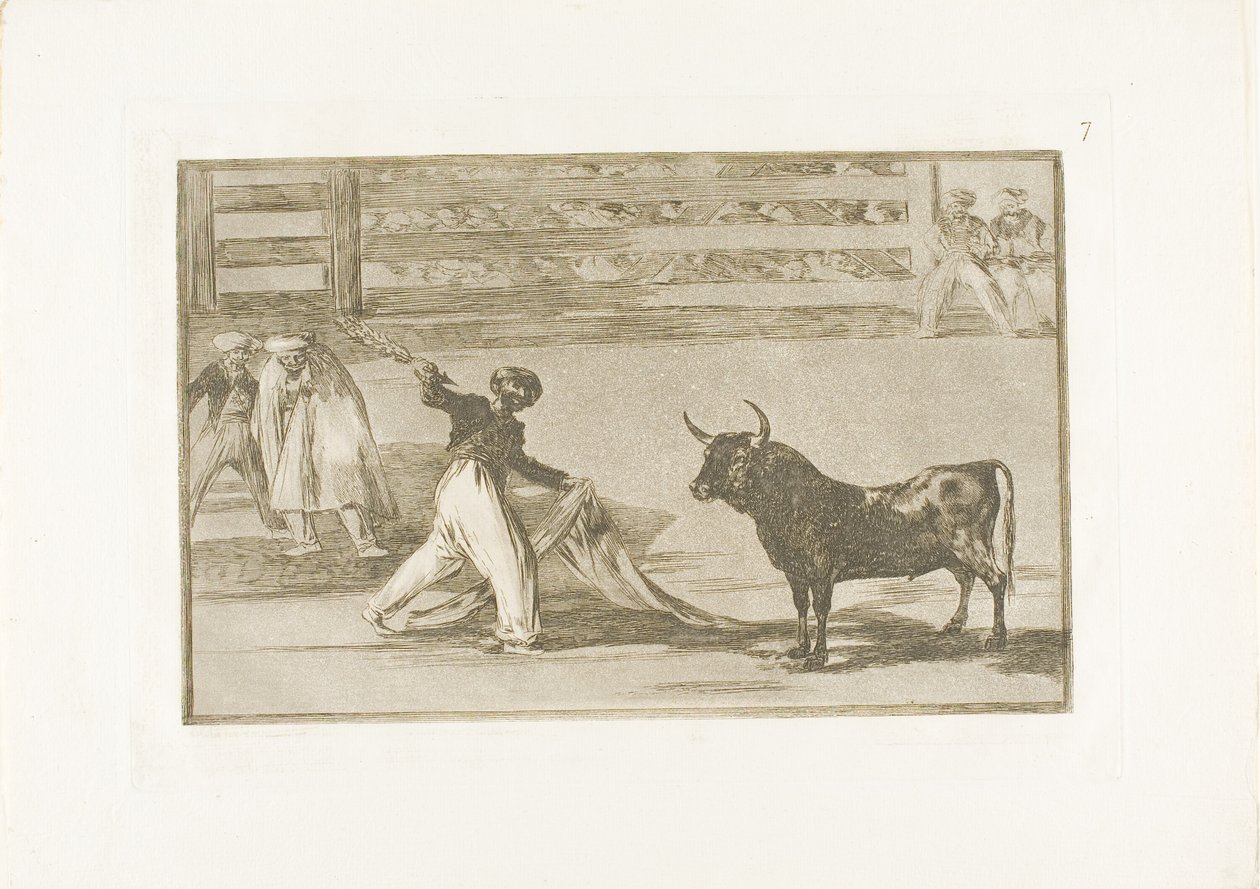 Harpunernes eller banderillaernes oprindelse, plade syv fra The Art of Tyrefighting af Francisco Jose de Goya y Lucientes