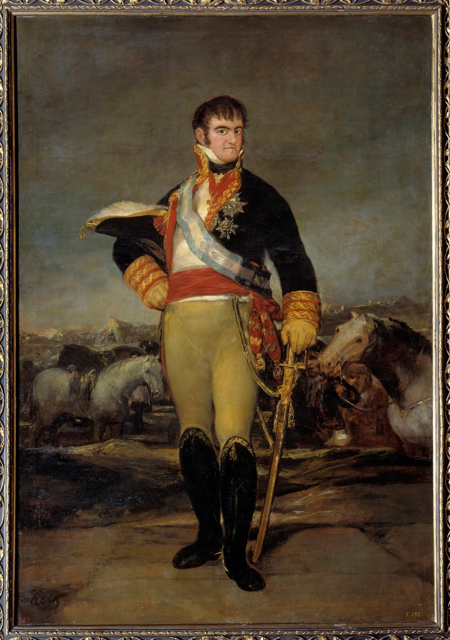 Portræt af kong Ferdinand VII (1784-1833) i militærdragt i en lejr Maleri af Francisco de Goya y Lucientes (1746-1828). 19. århundrede søn. 2,07x1,4 m Madrid. Musee du Prado - Portræt af kong Ferdinand VII (1784-1833) iført militæruniform i en af Francisco de Goya