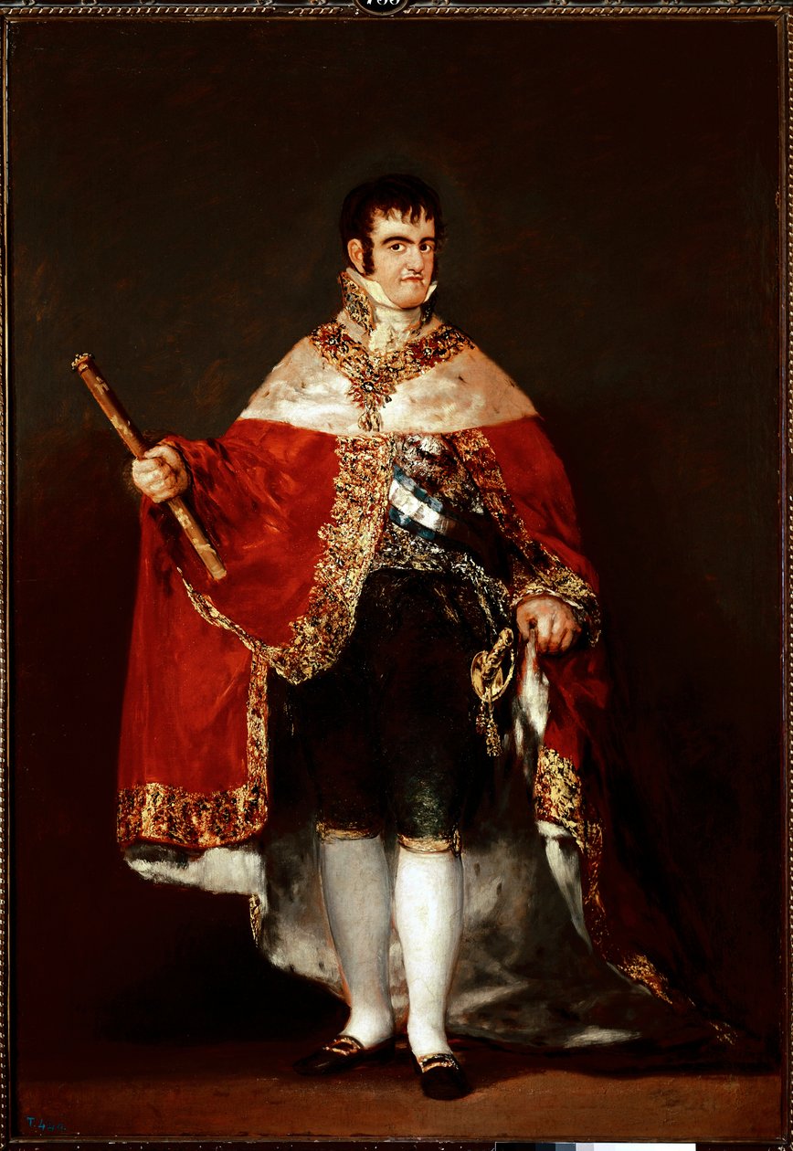 Portræt af kong Ferdinand VII i kongelig dragt (olie på lærred, ca. 1815) af Francisco de Goya