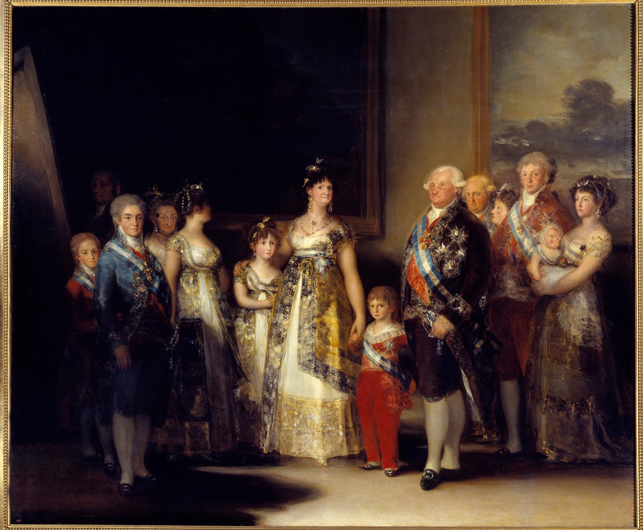 Portræt af kongen af Spanien Karl IV (1748-1819) og hans familie I centrum Dronning Marie Louise de Bourbon-Parma (1751-1819). Maleri af Francisco de Goya y Lucientes (1746-1828) af Francisco de Goya