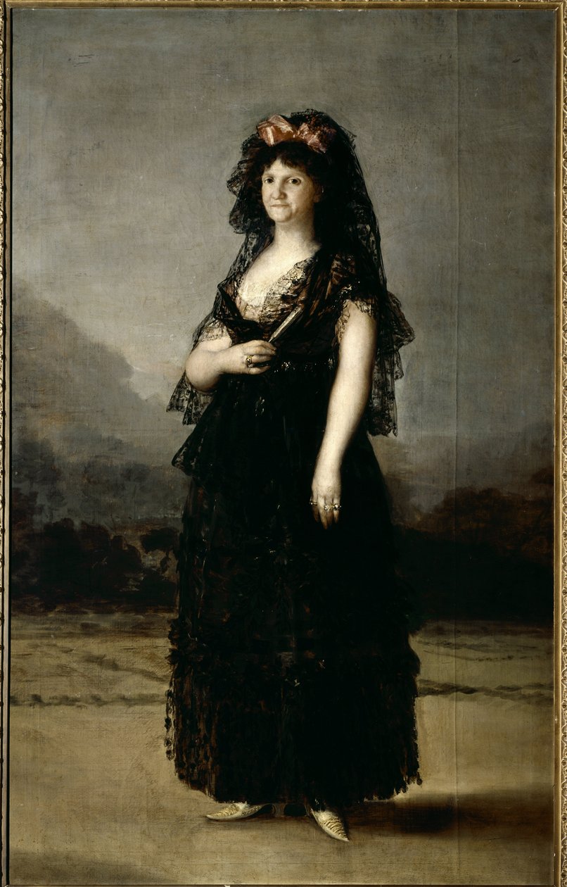 Portræt af dronning Maria Luisa iført en Mantilla (olie på lærred af Francisco de Goya