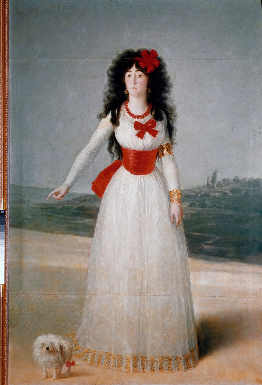 Portræt af hertuginden af ​​daggry (Alba) (Maria Teresa Cayetana de Silva) (1762-1802) Maleri af Francisco Goya og Lucientes (1746-1828) 1795 Dim. 194x130 cm Madrid, Alba Collection af Francisco de Goya