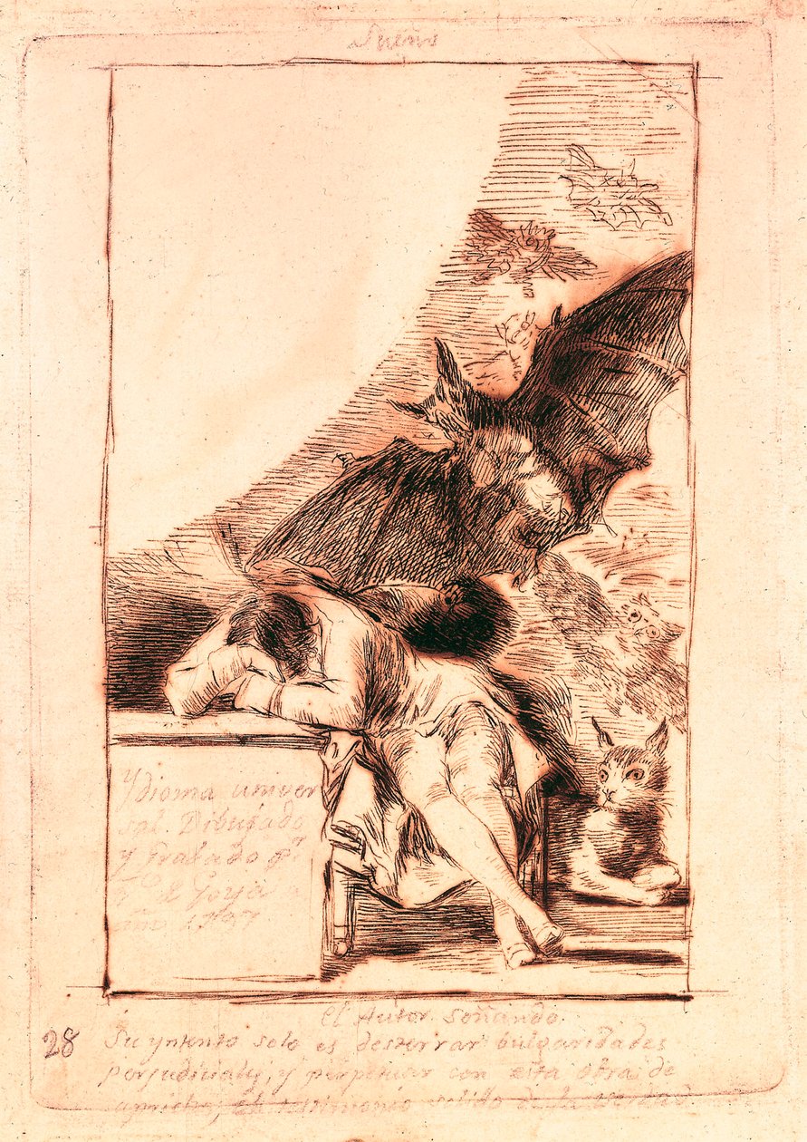 Forberedende tegning til nummer 43 i serien "Les caprices" af Francisco de Goya