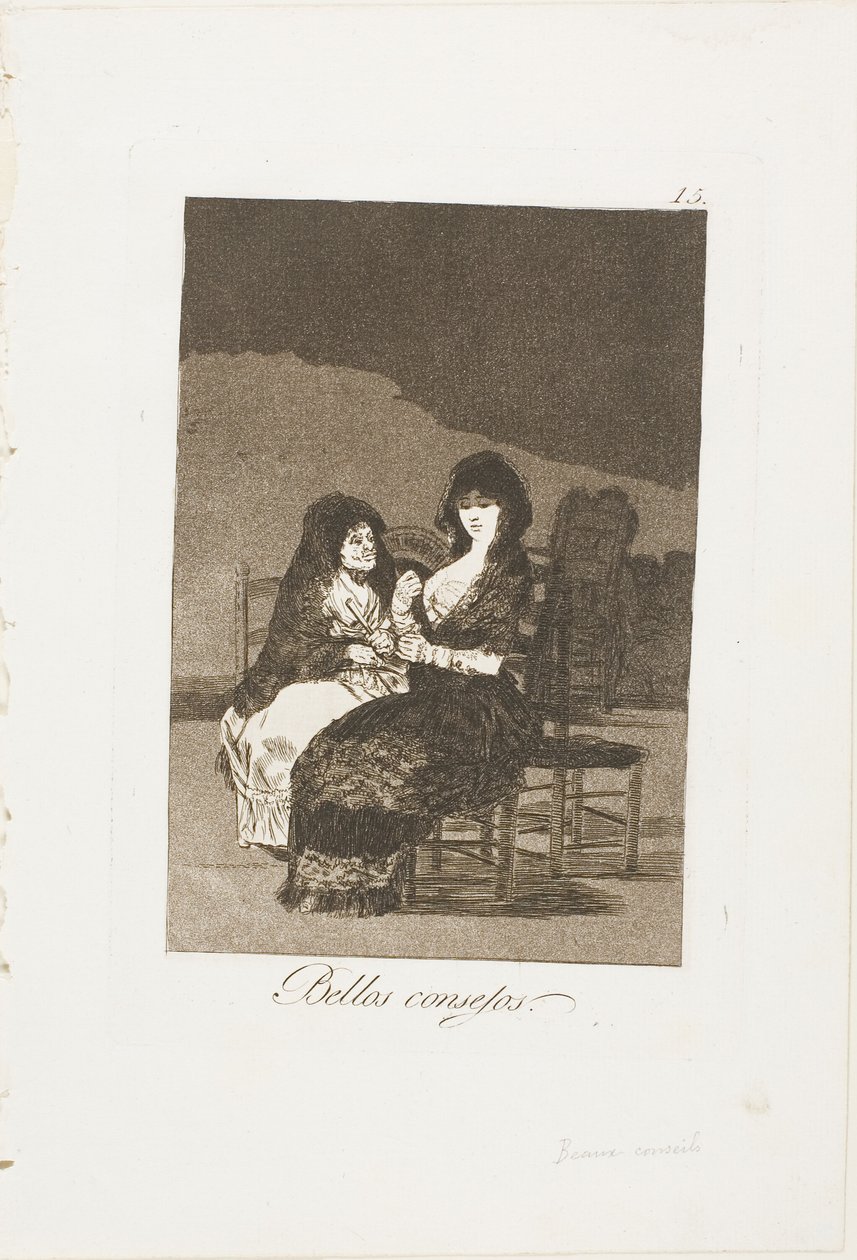 Pretty Teachings, plade 15 fra Los Caprichos af Francisco Jose de Goya y Lucientes