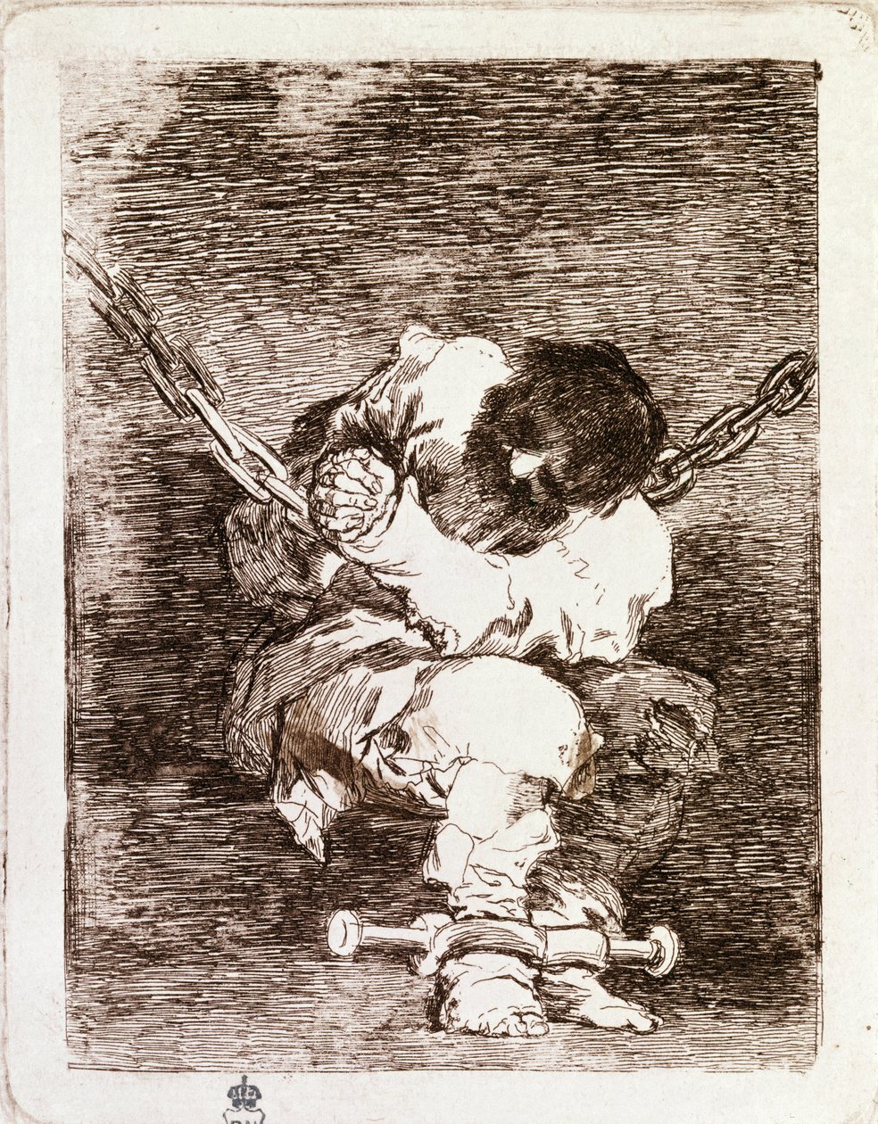 Fangekæde sidder - Sikkerhed er lige så barbarisk som forbrydelsen. (Gravering af Francisco de Goya