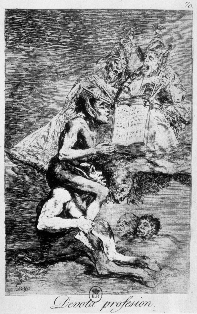 Trosbekendelse, heksescene med elvere af Goya, slutningen af det 18. århundrede. af Francisco de Goya