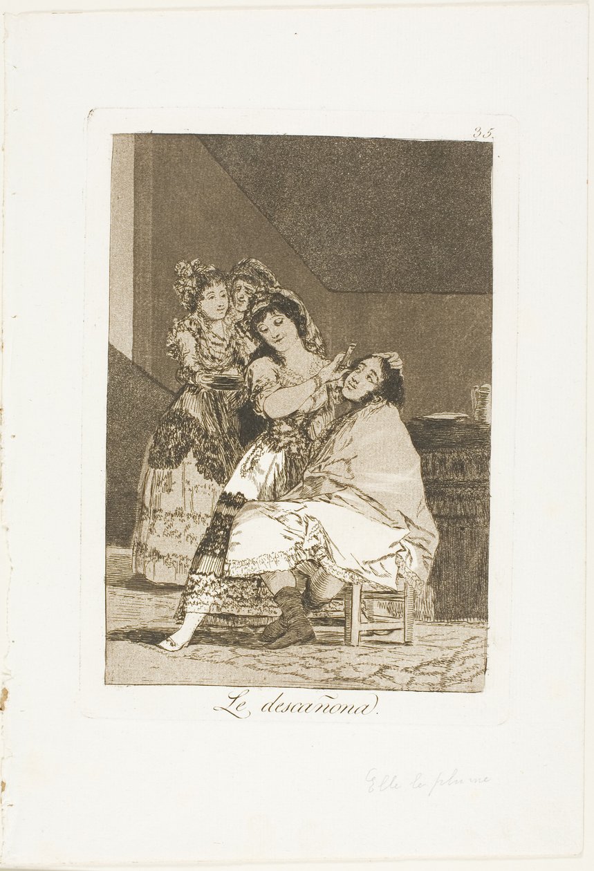 Hun forlader ham, tallerken 35 fra Los Caprichos af Francisco Jose de Goya y Lucientes