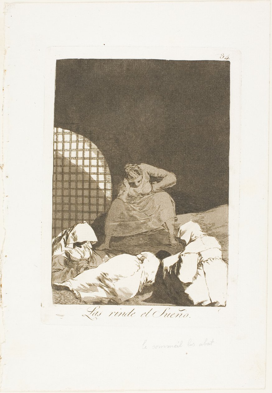 Sleep Overcomes Them, tallerken 34 fra Los Caprichos af Francisco Jose de Goya y Lucientes