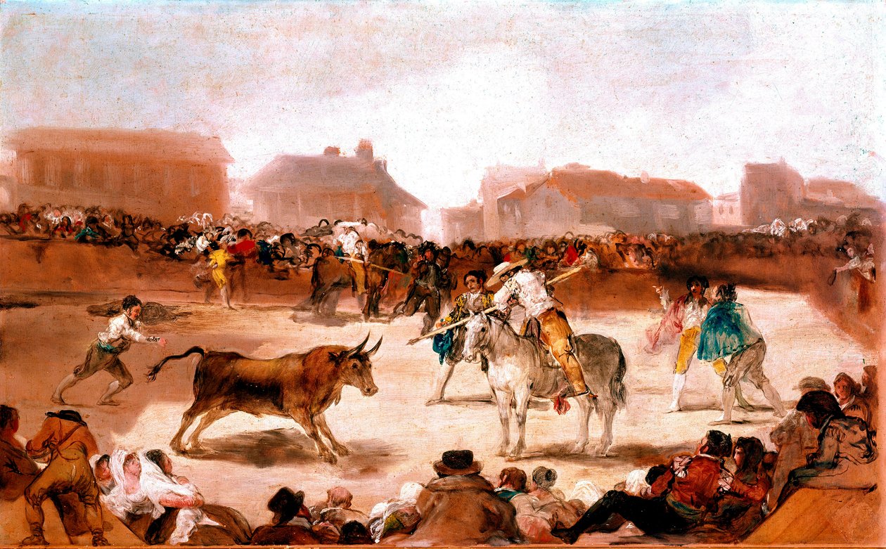 Sociale emner på Academy of San Fernando: "" Running in a Village"" Maleri af Francisco Goya og Lucientes (1746-1828) 1812-1814 Dim. 45x72 cm Madrid, Academy of San Fernando af Francisco de Goya