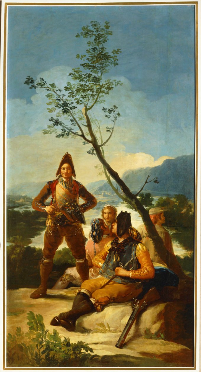 Soldater bevogter ruter, der bruges til tobakshandel ... (maleri på lærred) af Francisco Jose de Goya y Lucientes