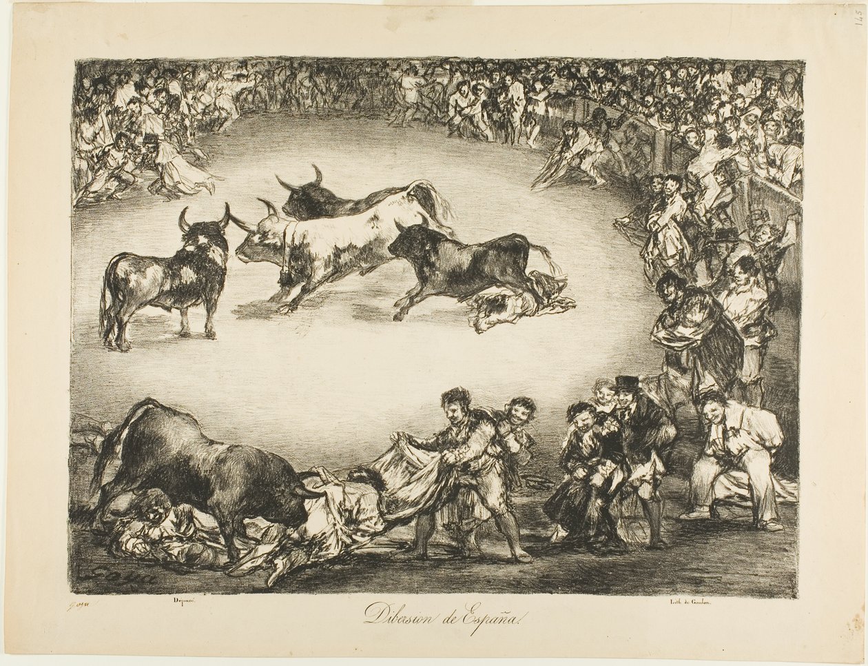 Spansk underholdning, fra The Bulls of Bordeaux af Francisco Jose de Goya y Lucientes