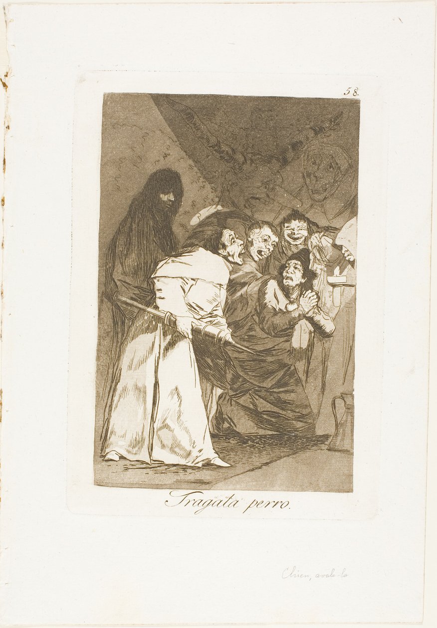 Slug den, hund, tallerken 58 fra Los Caprichos af Francisco Jose de Goya y Lucientes