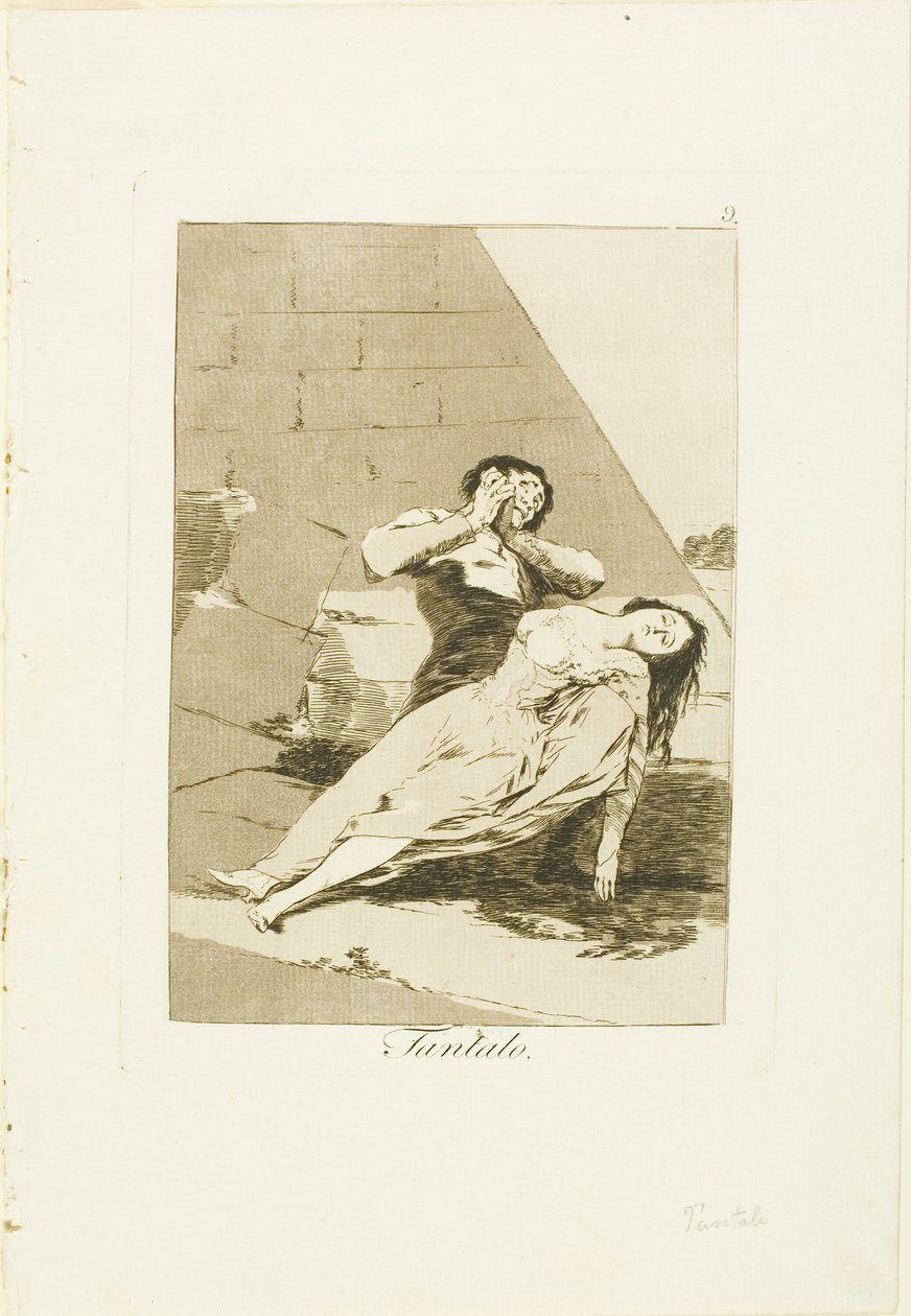 Tantalus, tallerken 9 fra Los Caprichos af Francisco Jose de Goya y Lucientes