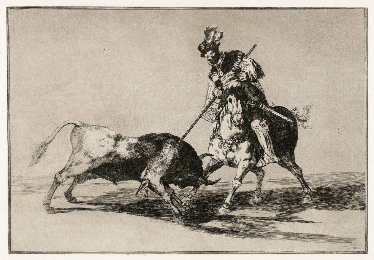 Cid Campeador angriber en tyr med sin lanse af Francisco de Goya