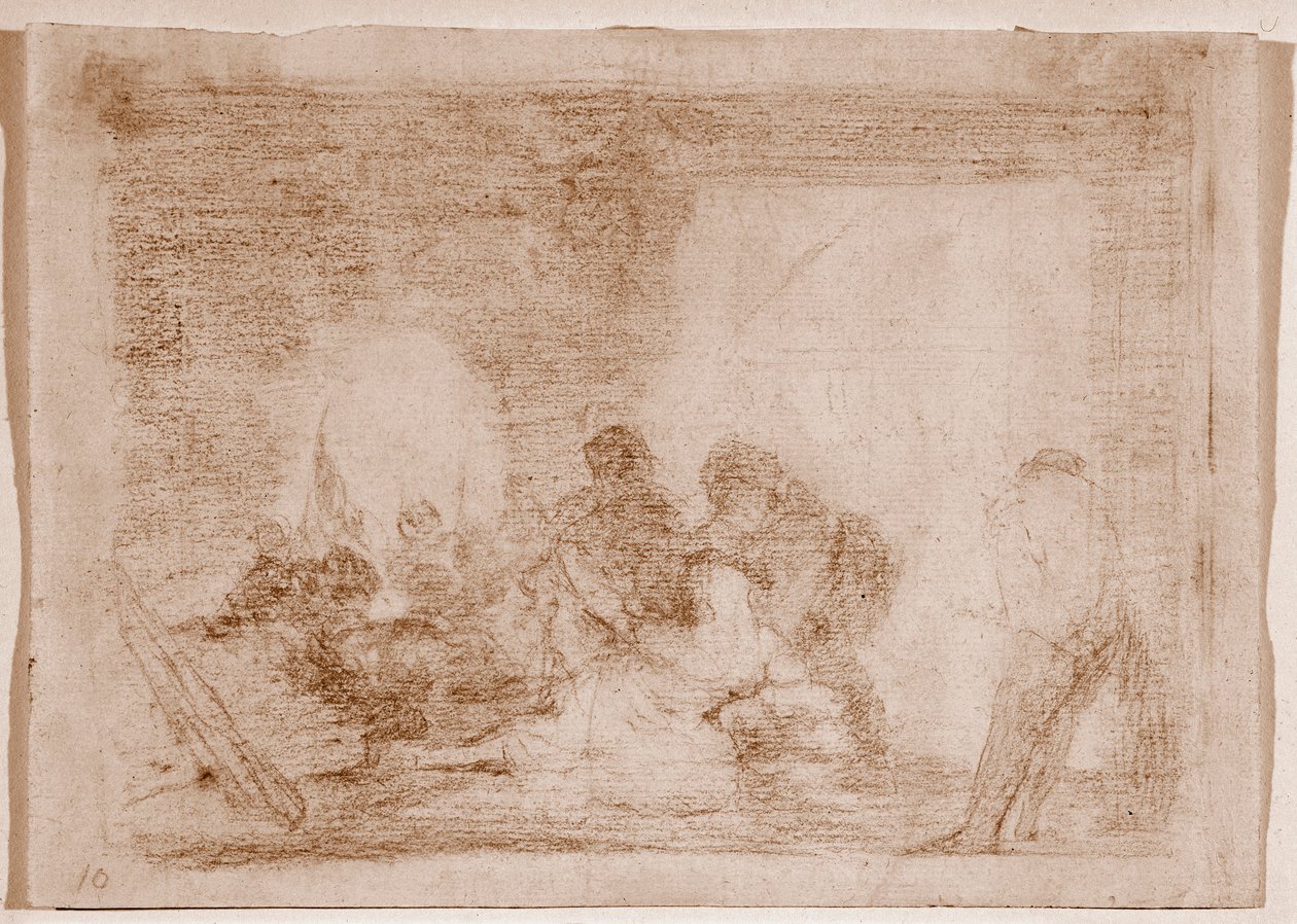 The Disasters of War: En mand vidne til voldtægten af sin kone (Tegning af Francisco de Goya