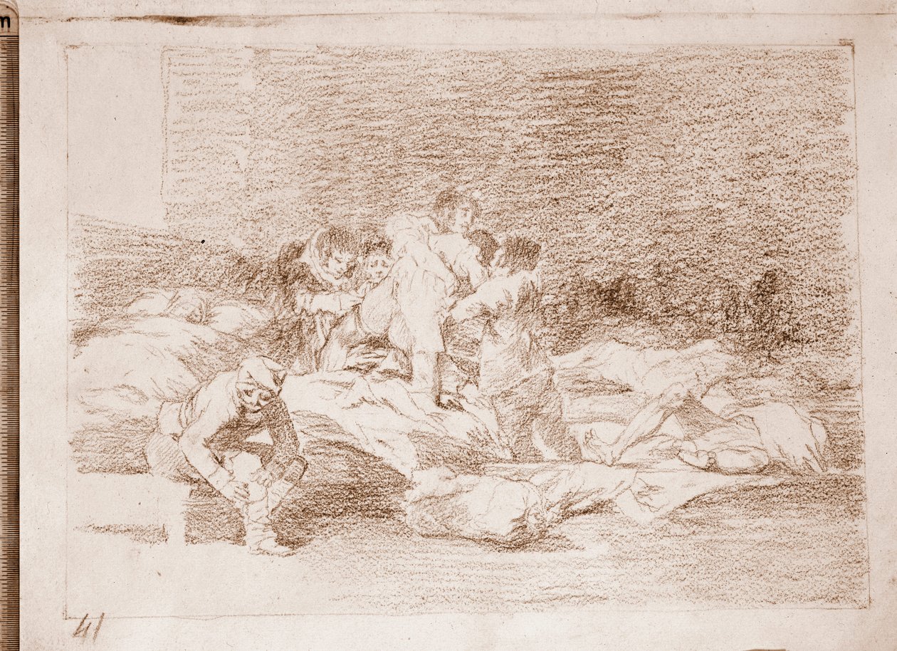 The Disasters of War: Og de også (forberedende tegning af Francisco de Goya