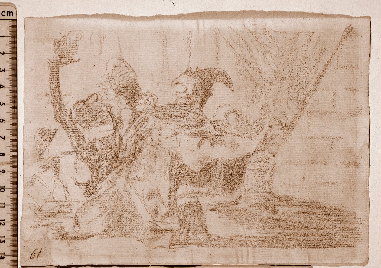 The Disasters of War: Farandole af charlataner (forberedende tegning af Francisco de Goya