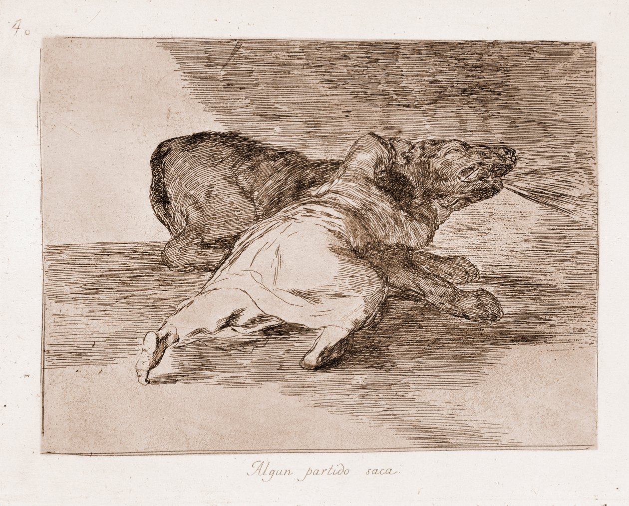 The Disasters of War: Han høster nogle fordele (Gravering fra den forberedende tegning af Francisco de Goya