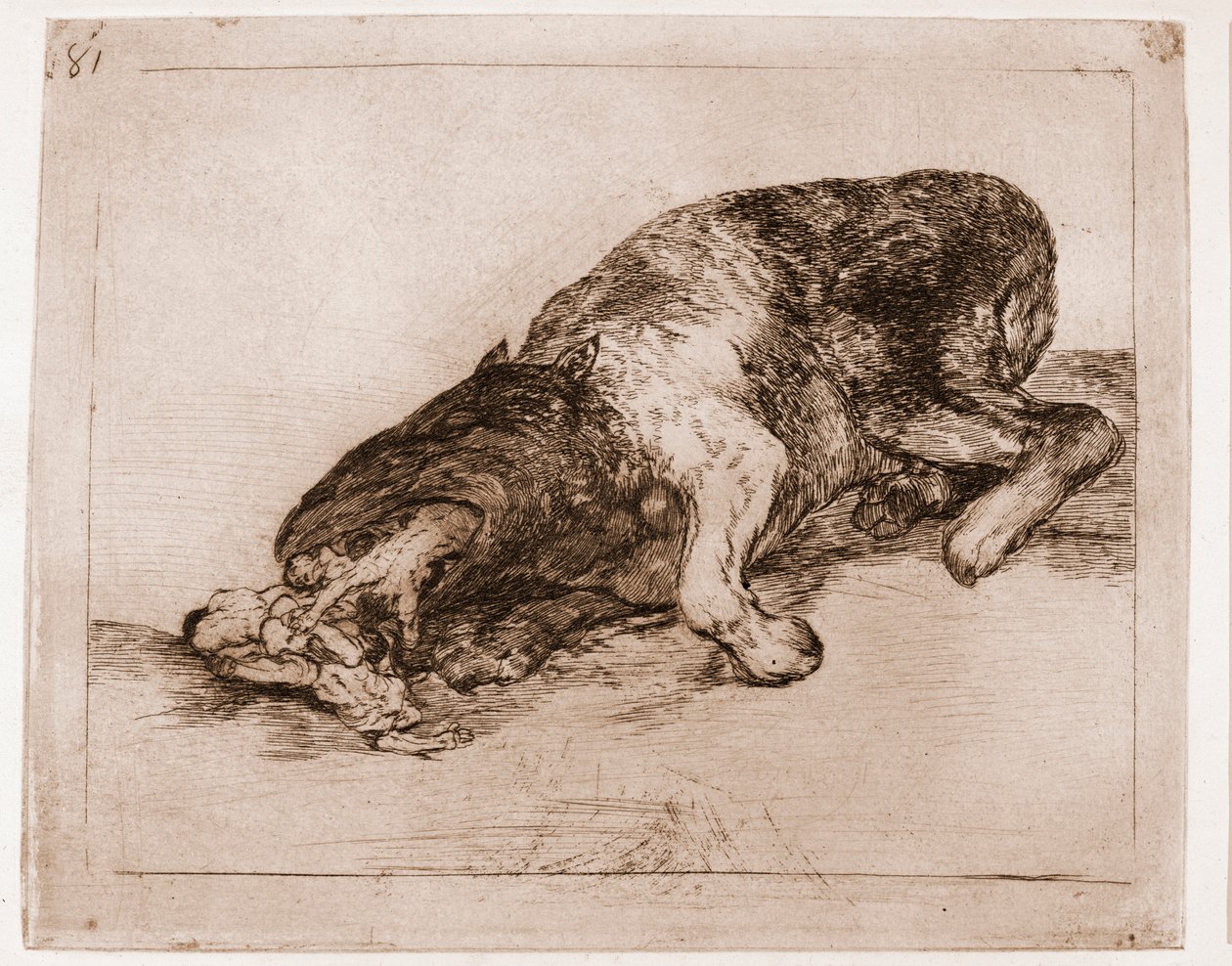 The Disasters of War: Proud Monster! (ætsning fra forberedende tegning af Francisco de Goya