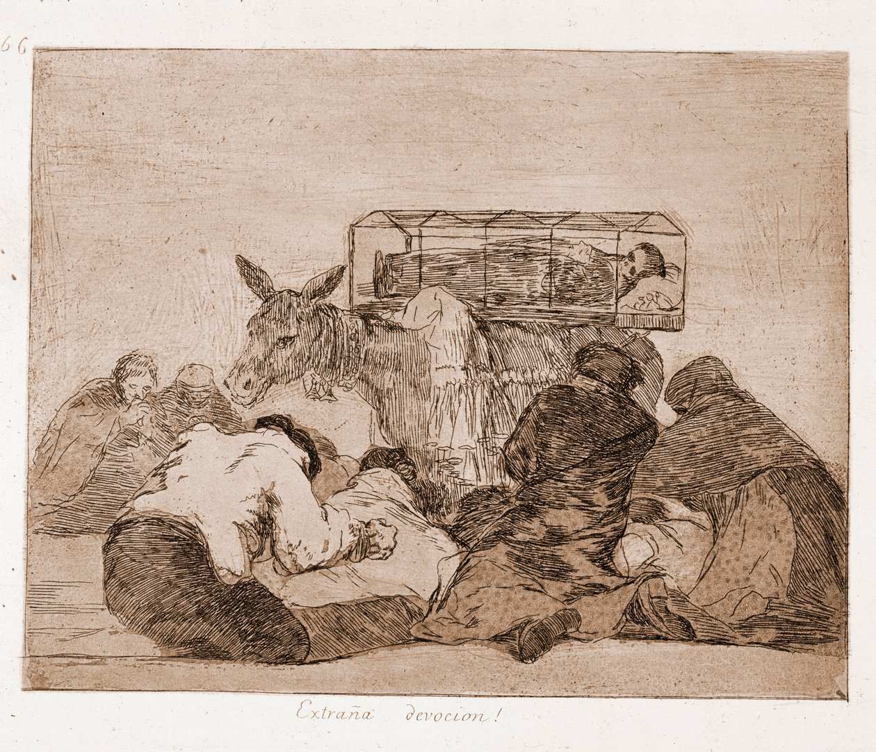The Disasters of War: Mærkelig hengivenhed (radering fra forberedende tegning af Francisco de Goya