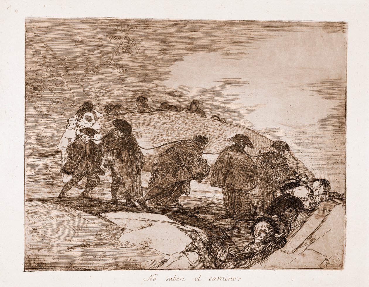 The Disasters of War: De kender ikke vejen (radering fra forberedende tegning af Francisco de Goya