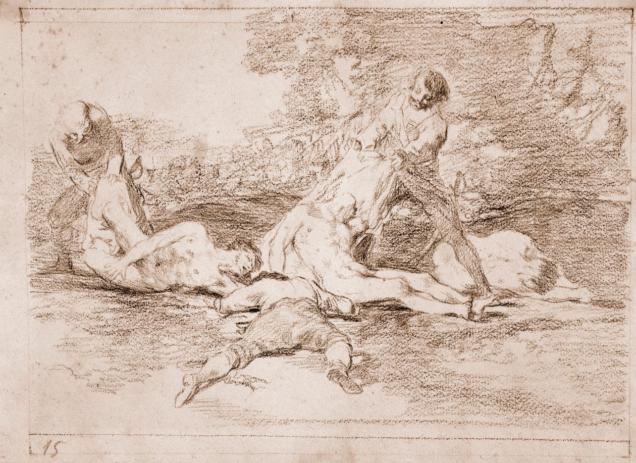 The Disasters of War: De udnytter det (forberedende tegning af Francisco de Goya