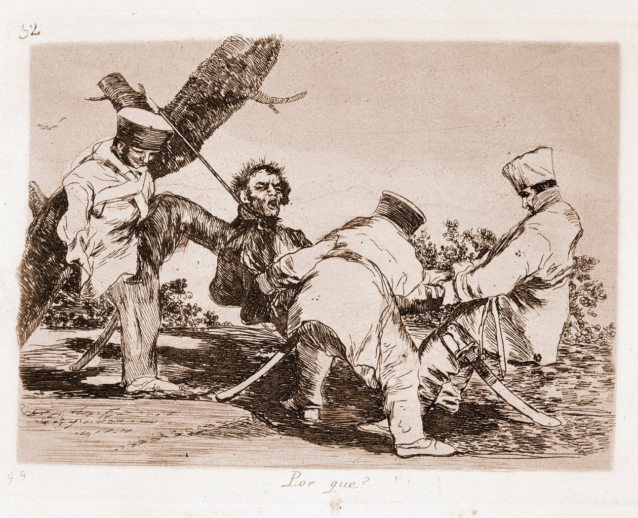The Disasters of War: Hvorfor (radering fra forberedende tegning af Francisco de Goya