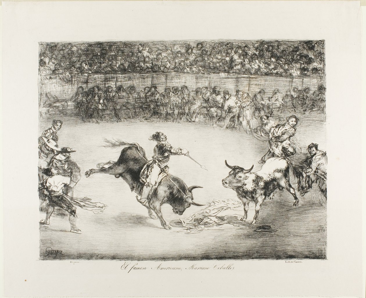 Den berømte amerikaner, Mariano Ceballos, fra The Bulls of Bordeaux af Francisco Jose de Goya y Lucientes