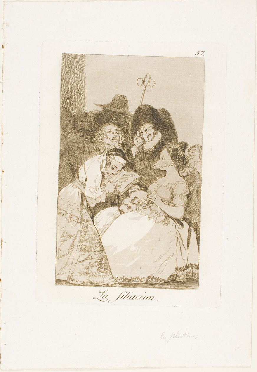 The Filiation, plade 57 fra Los Caprichos af Francisco Jose de Goya y Lucientes