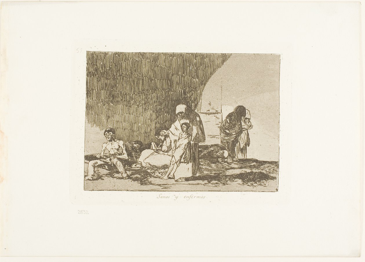 The Healthy and the Sick, tallerken 57 fra The Disasters of War af Francisco Jose de Goya y Lucientes
