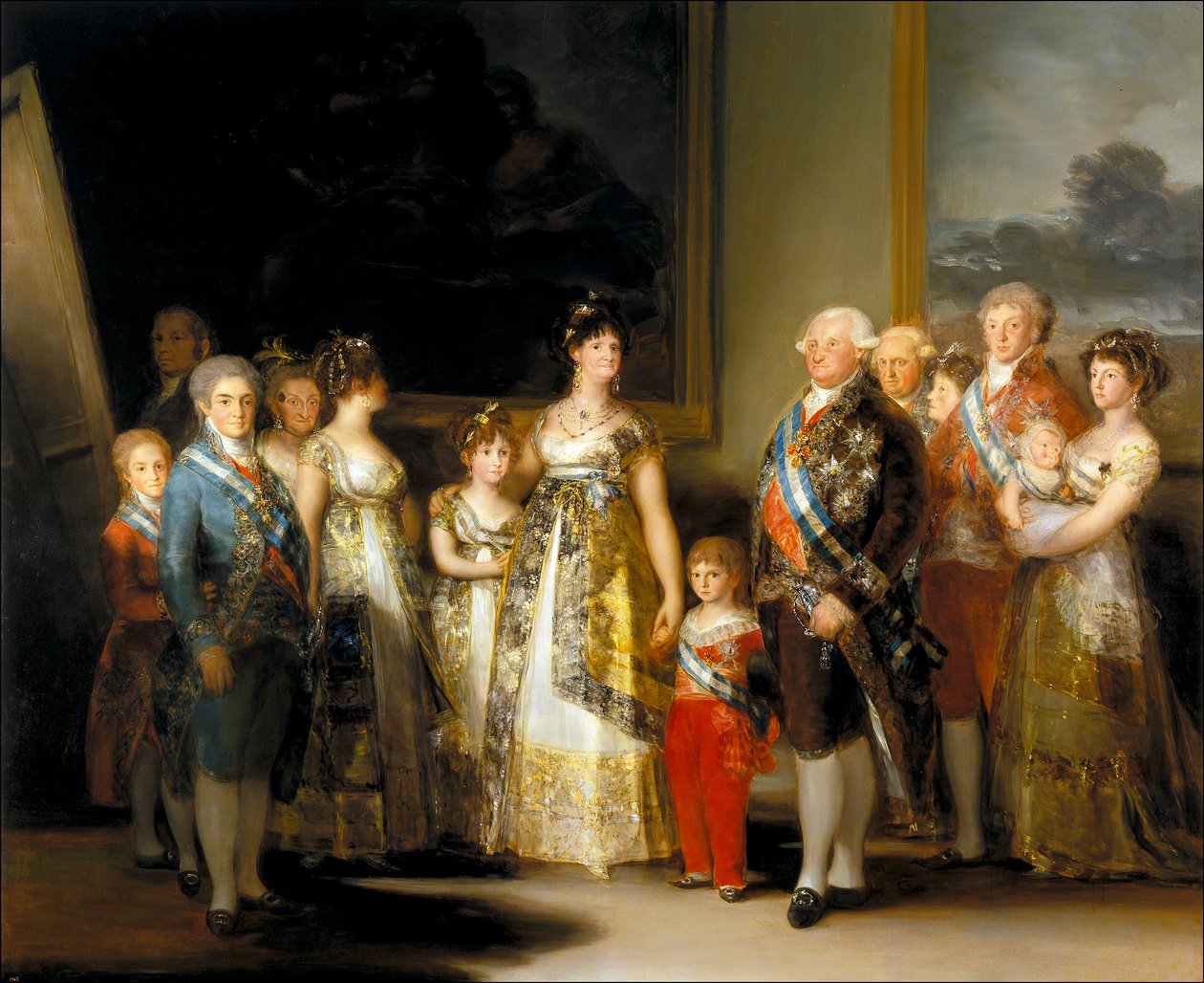 Kongen og Dronningen af Spanien, Charles IV og Maria Luisa, med deres familie af Francisco de Goya