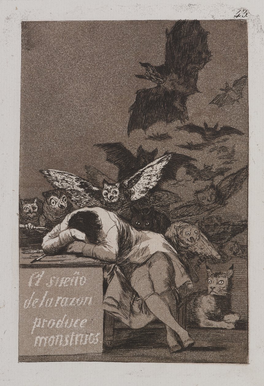 Fornuftens søvn producerer monstre af Francisco de Goya