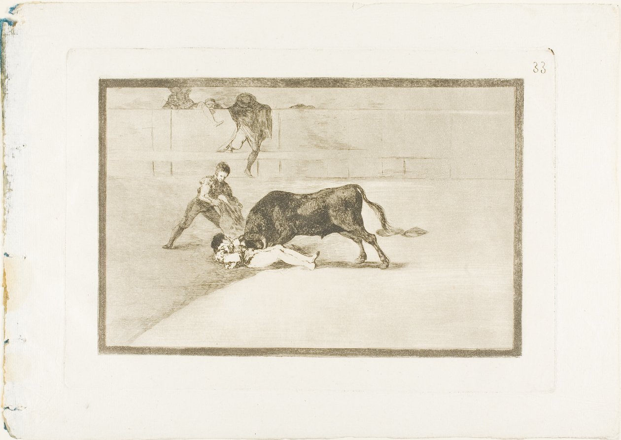 Pepe Illos uheldige død i ringen i Madrid, plade 33 fra The Art of Tyrefighting af Francisco Jose de Goya y Lucientes