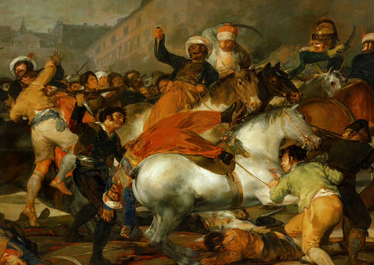 Den anden maj 1808 i Madrid: angrebet på ... (maleri på lærred) af Francisco Jose de Goya y Lucientes