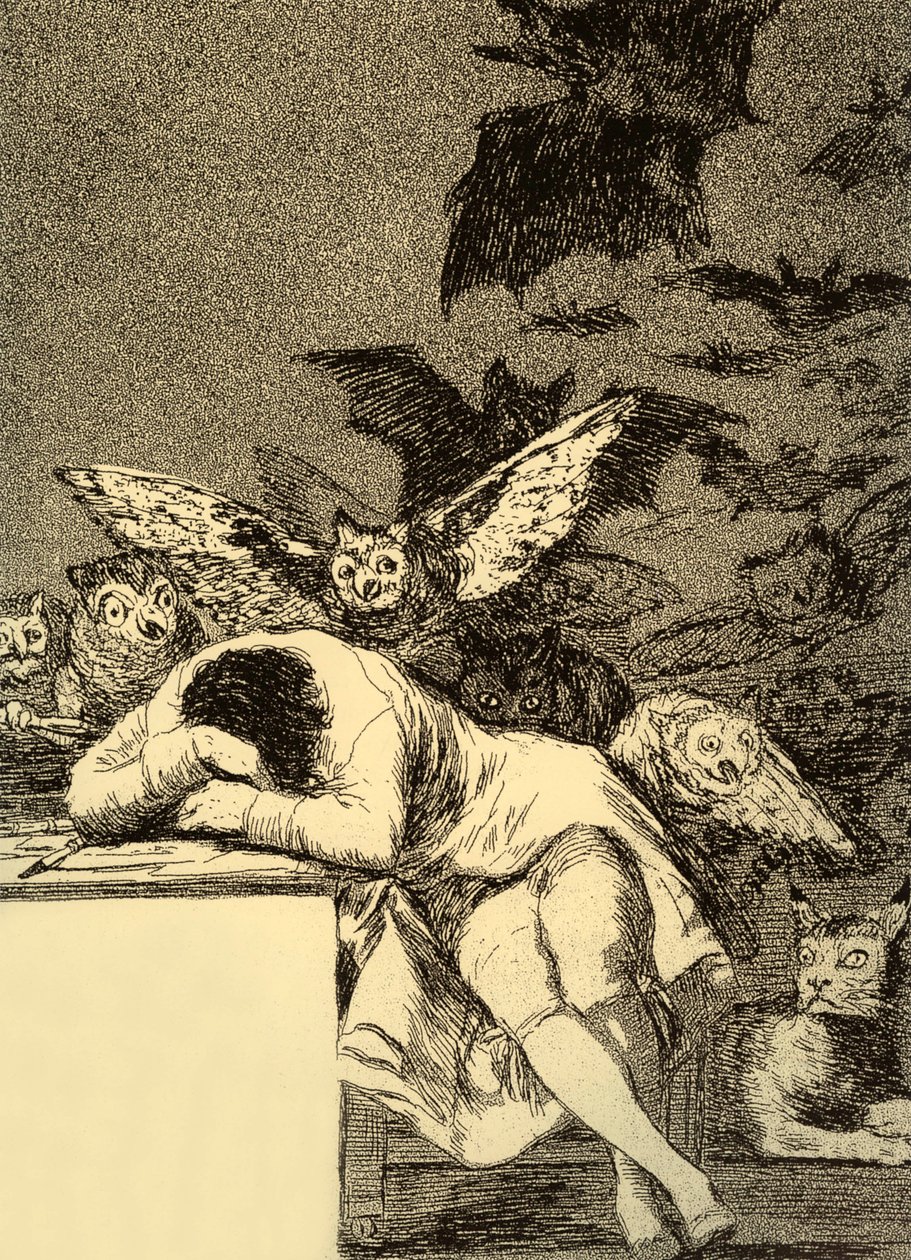 Fornuftens søvn producerer monstre (Caprice 43) af Francisco Jose de Goya y Lucientes