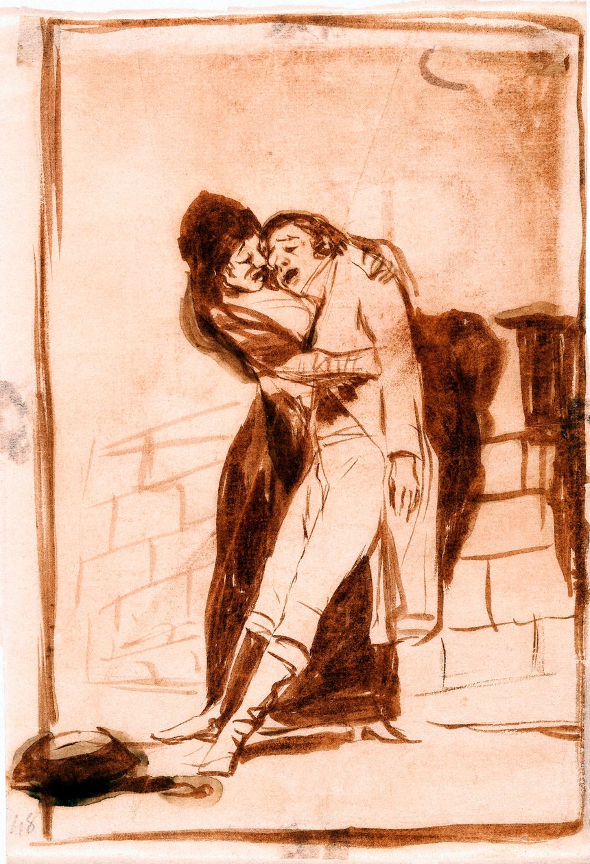 "The whims" (Los caprichos): Kærlighed og død. Forberedende tegning 1797-1798 (tegning) af Francisco de Goya