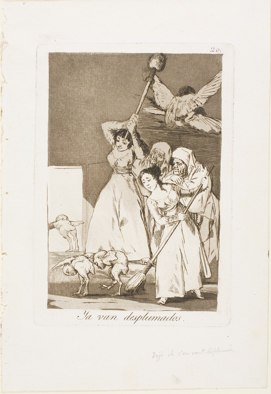 There They Go Pucked (dvs. fleeced), tallerken 20 fra Los Caprichos af Francisco Jose de Goya y Lucientes