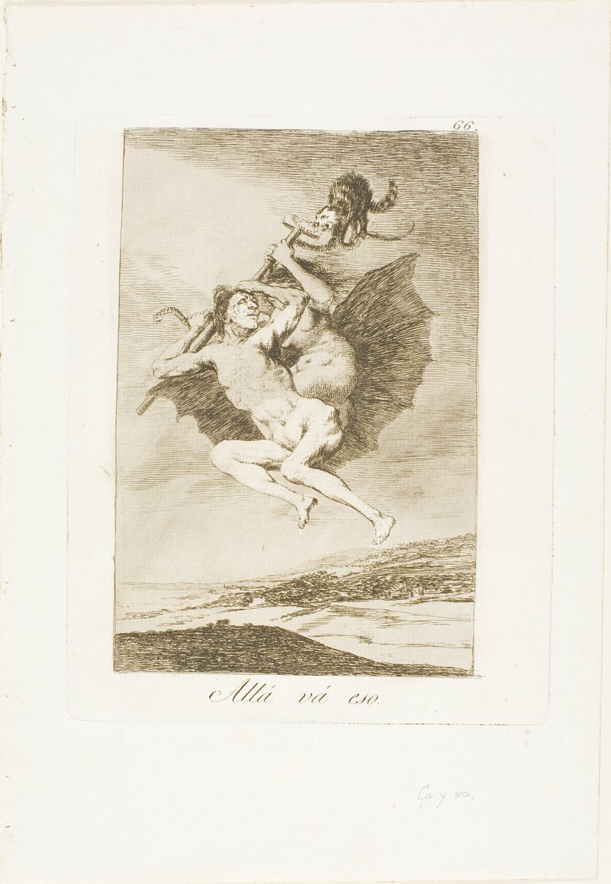 Der går det, tallerken 66 fra Los Caprichos af Francisco Jose de Goya y Lucientes