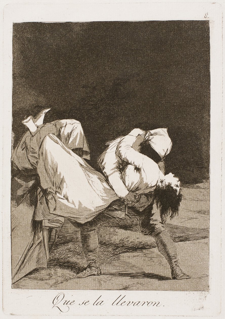 They Carried Her Off!, plade otte fra Los Caprichos, 1797-99 af Francisco de Goya