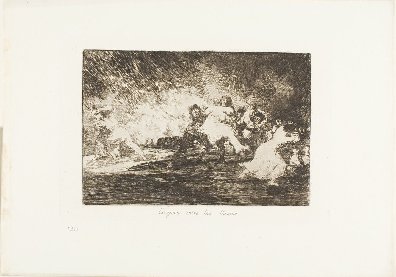 They Escape through the Flames, plade 41 fra The Disasters of War af Francisco Jose de Goya y Lucientes