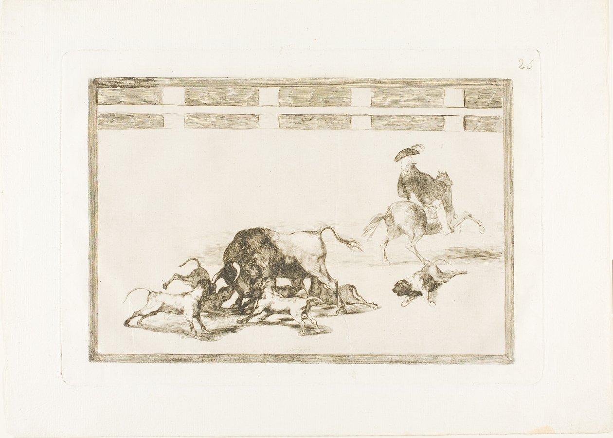 They Loose Dogs on the Bull, plade 25 fra The Art of Tyrefighting af Francisco Jose de Goya y Lucientes