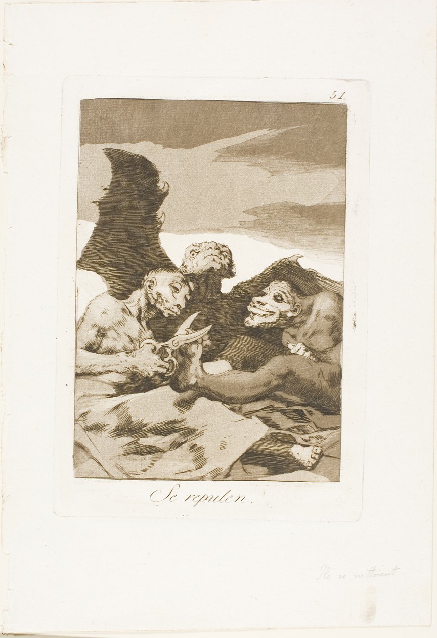 They Spruce Themselves Up, tallerken 51 fra Los Caprichos af Francisco Jose de Goya y Lucientes