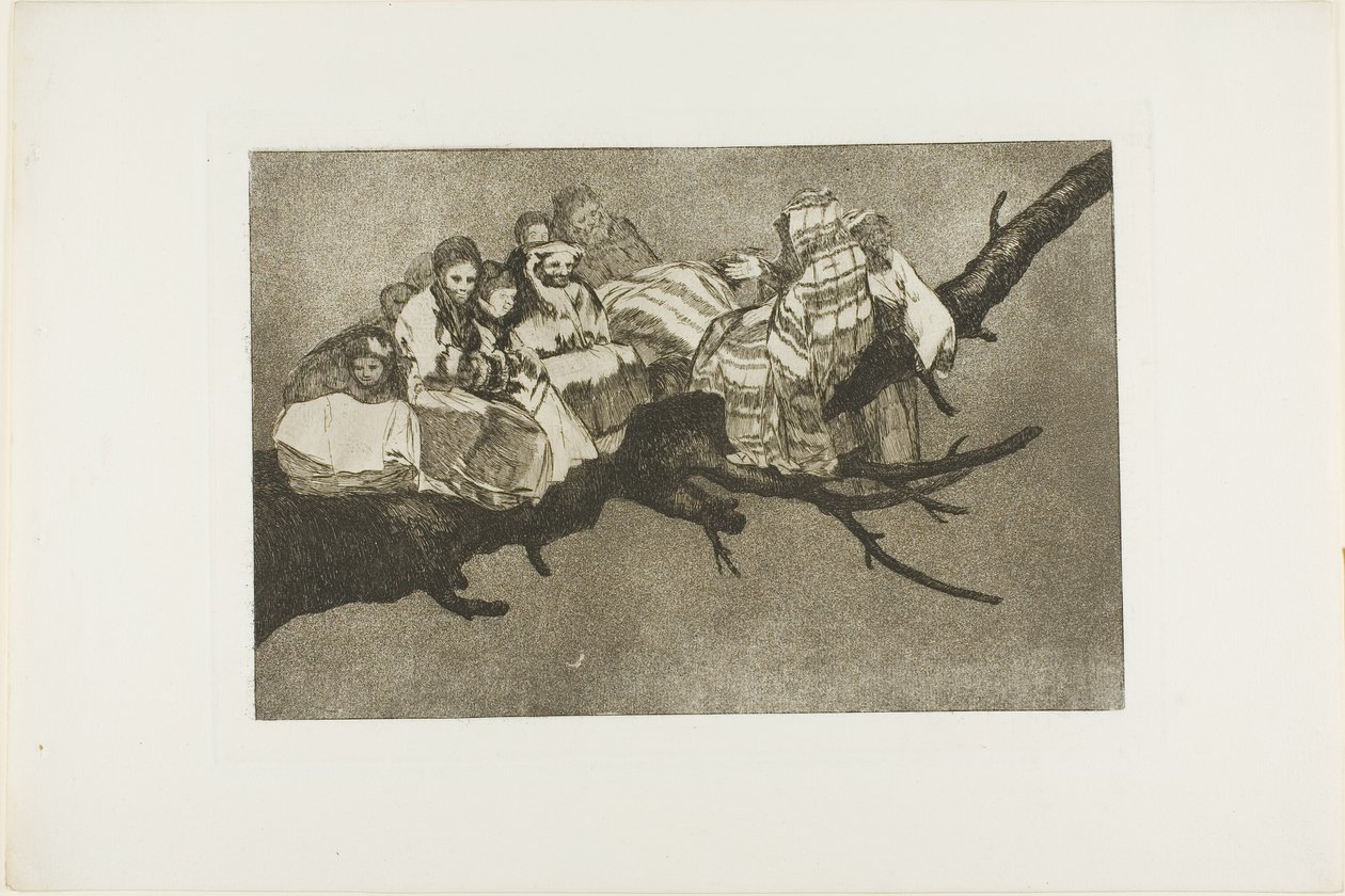 At gå mellem grenene, dvs. at tale gennem sin hat, planche tre fra Los Proverbios af Francisco Jose de Goya y Lucientes