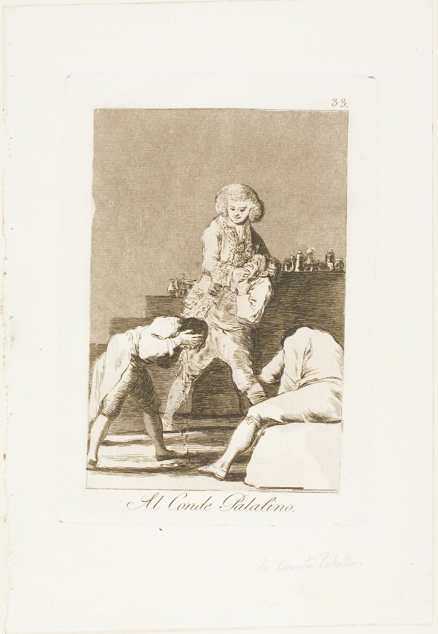 Til Palatinergreven eller Ganegreven, tavle 33 fra Los Caprichos af Francisco Jose de Goya y Lucientes