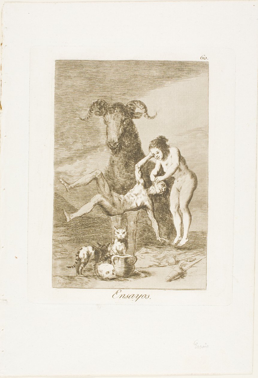Forsøg, plade 60 fra Los Caprichos af Francisco Jose de Goya y Lucientes
