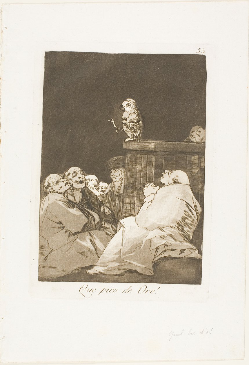 Sikke et gyldent næb!, tallerken 53 fra Los Caprichos af Francisco Jose de Goya y Lucientes